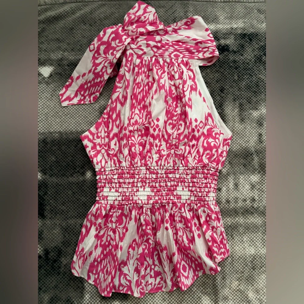 Reset by Jane Top Pink White Smocked Waist NWT NEW✨Sz M 🍒 - Picture 5 of 8